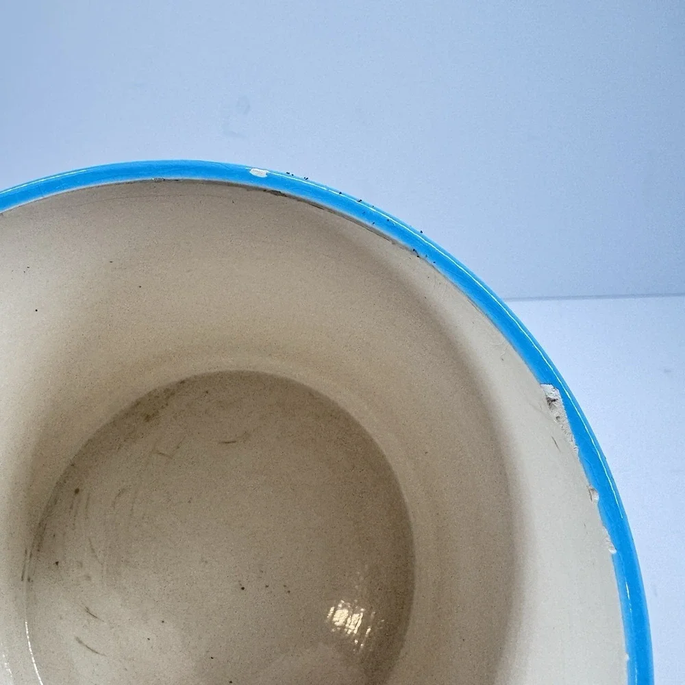 Vigor Ceramic Cartoon Dog Planter Pot Blue Yellow Vintage 5 Inch Flower Pot Deco